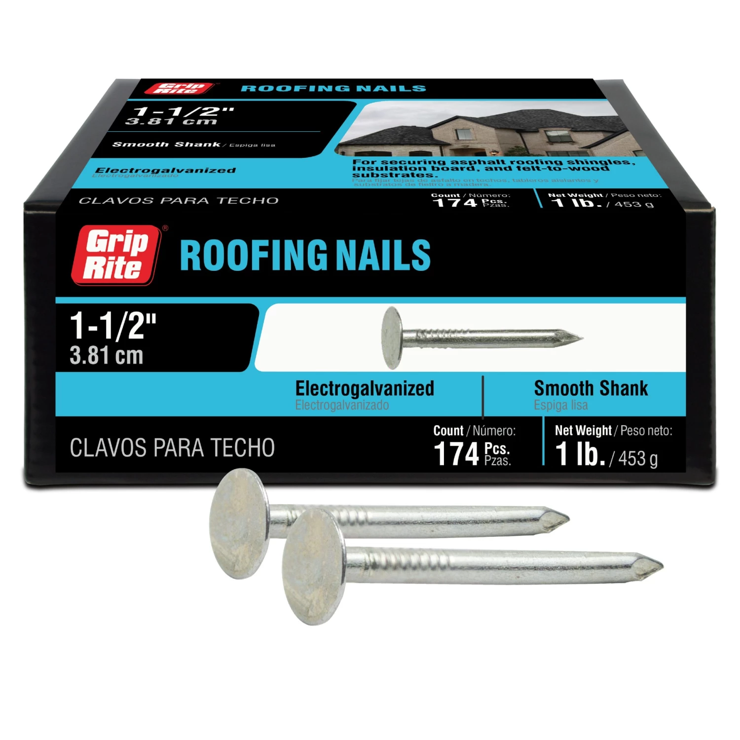 New 𧨠Grip-Rite 11-Gauge Electro-Galvanized Steel Roofing Nails (1-lb) π 3 New 𧨠Grip-Rite 11-Gauge Electro-Galvanized Steel Roofing Nails (1-lb) π