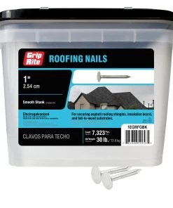 Best deal 🧨 Grip-Rite 1-in 11-Gauge Electro-Galvanized Steel Roofing Nails (30-lbs) ⭐