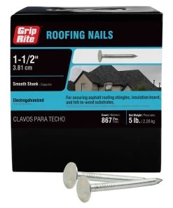 Promo 🧨 Grip-Rite 11-Gauge Electro-Galvanized Steel Roofing Nails (5-lbs) ✔️