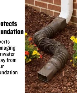 Discount 🌟 Amerimax Downspouts & Components FLEX-A-SPOUT Vinyl 24-in Brown Downspout Extension 👍 -Roofing shop online 05053622
