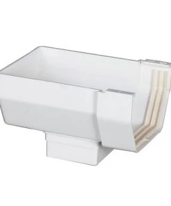 Outlet 👏 Amerimax Gutters Contemporary 4-in x 5.875-in White Half Round Gutter End with Drop 🛒