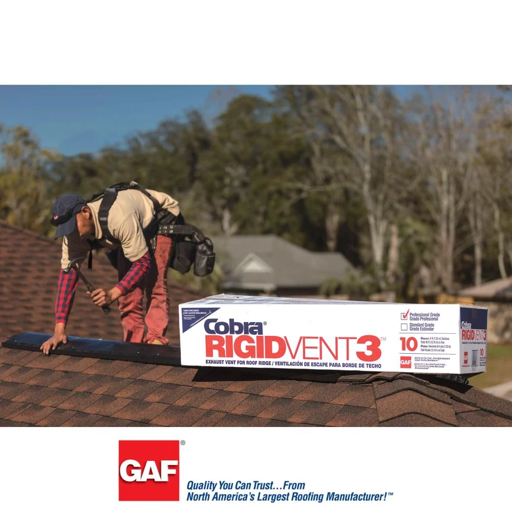 Flash Sale π GAF Roof Ridge Vents Cobra Ridge Vent 3 13.7-in x 48-in Black Plastic Stick Roof Ridge Vent π 8 Flash Sale π GAF Roof Ridge Vents Cobra Ridge Vent 3 13.7-in x 48-in Black Plastic Stick Roof Ridge Vent π - Image 6