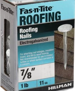 New 🔥 Fas-n-Tite 11-Gauge Electro-Galvanized Roofing Nails (1-lb) ❤️ -Roofing shop online 10408994