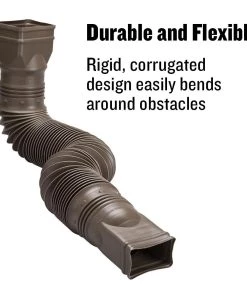 Discount 🌟 Amerimax Downspouts & Components FLEX-A-SPOUT Vinyl 24-in Brown Downspout Extension 👍 -Roofing shop online 11290493