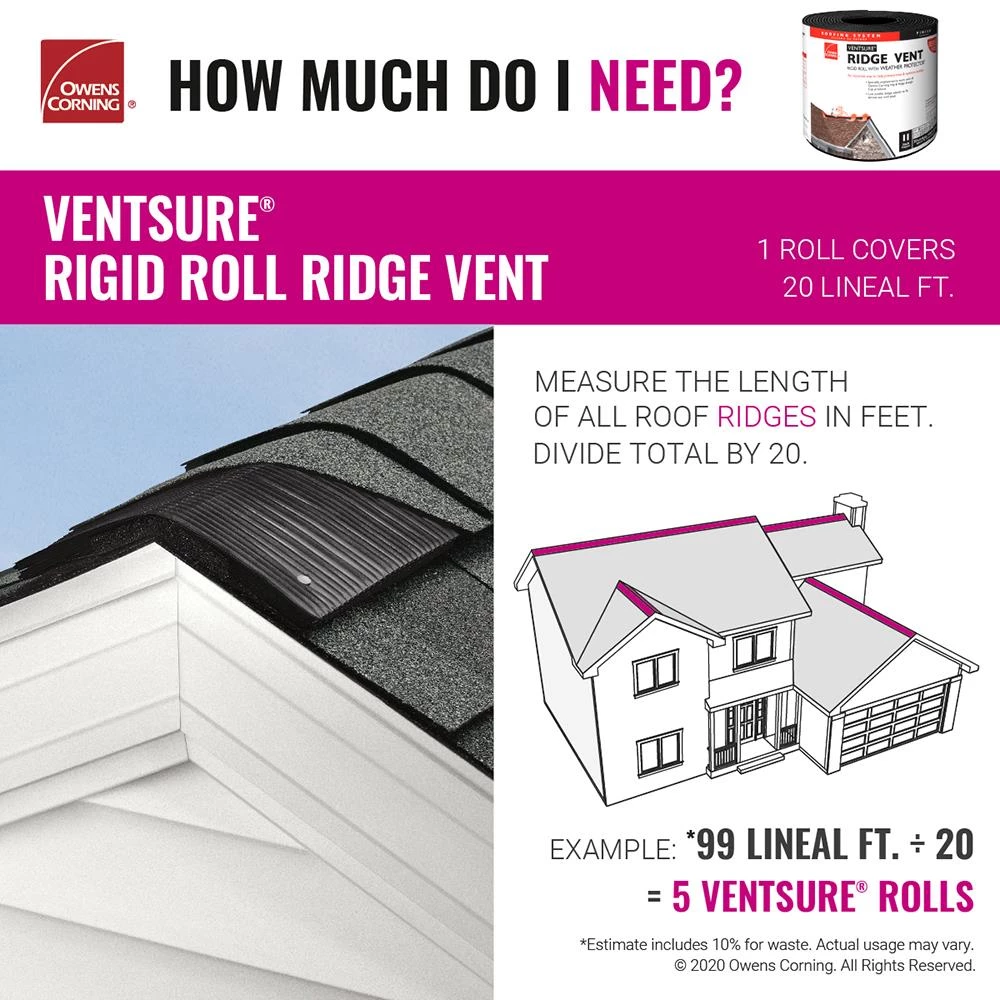 Budget 𧨠Owens Corning Roof Ridge Vents VentSure 11-in x 240-in Black Plastic Roll Roof Ridge Vent π 7 Budget 𧨠Owens Corning Roof Ridge Vents VentSure 11-in x 240-in Black Plastic Roll Roof Ridge Vent π - Image 5